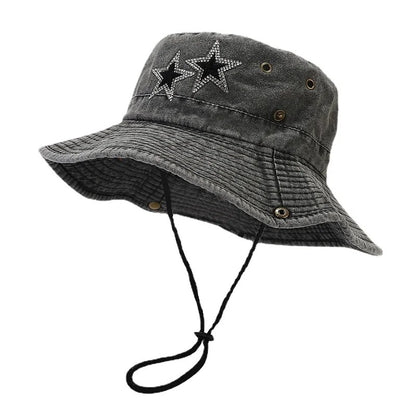 Garda Adjustable Bucket Hat - Deep Charcoal Star