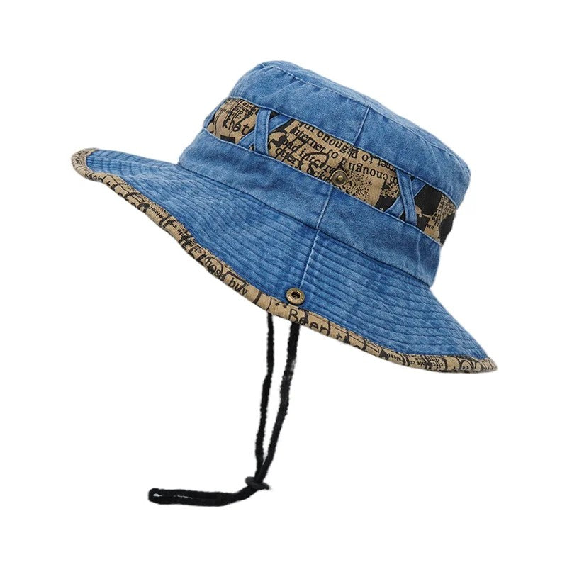 Garda Adjustable Bucket Hat - Denim Blue Map Print