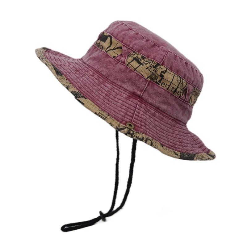 Garda Adjustable Bucket Hat - Dusty Rose Map Print