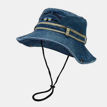Garda Adjustable Bucket Hat - Indigo Lettering