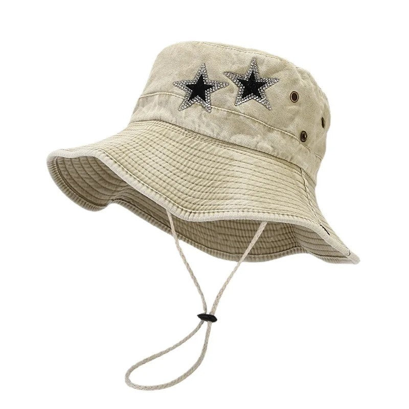 Garda Adjustable Bucket Hat - Light Khaki Star