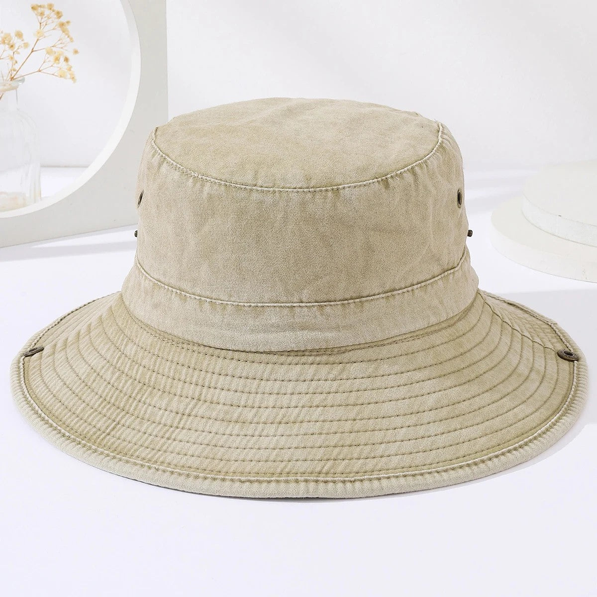 Garda Adjustable Bucket Hat - Solid Beige