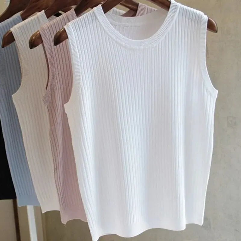 Garda Knit Vest Top - White
