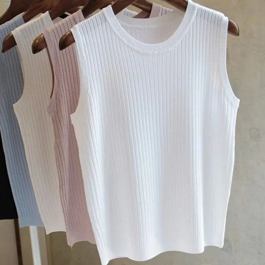 Garda Knit Vest Top - White