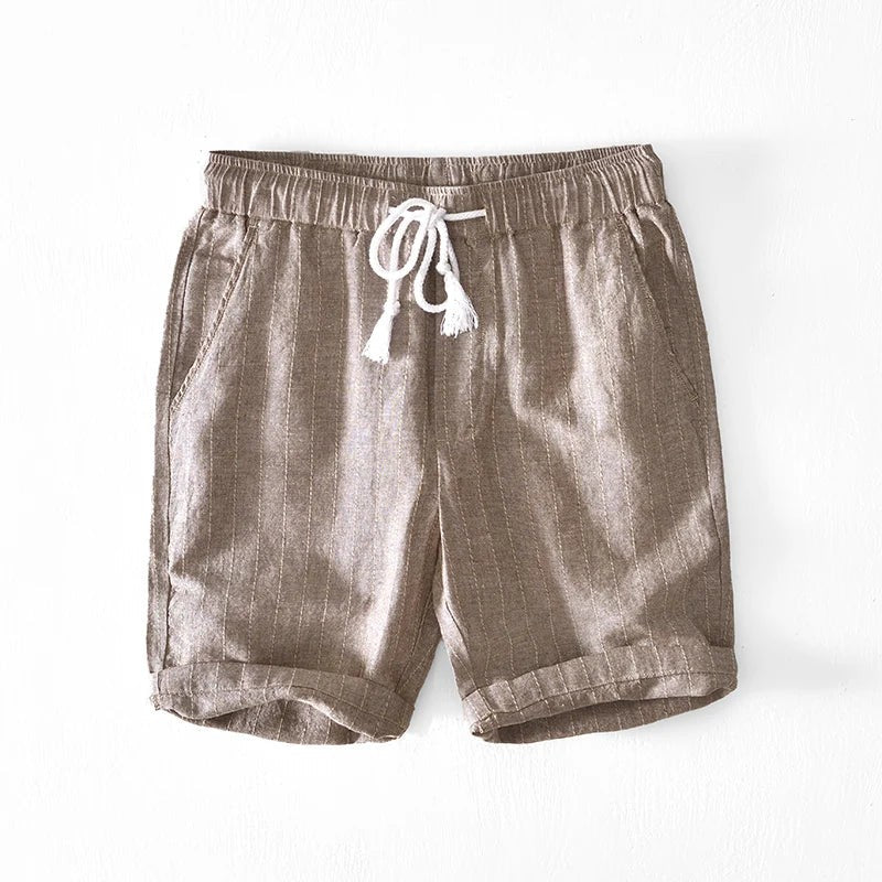 Garda Linen Pull-On Shorts - Clove Brown