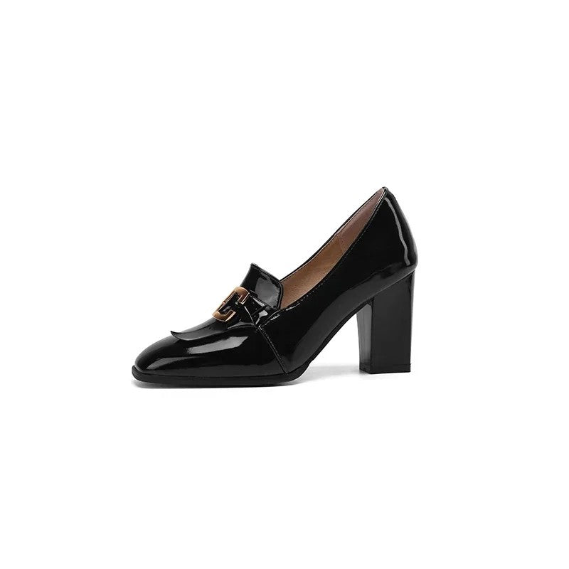 Givenne Patent Leather Loafer Pumps - Onyx