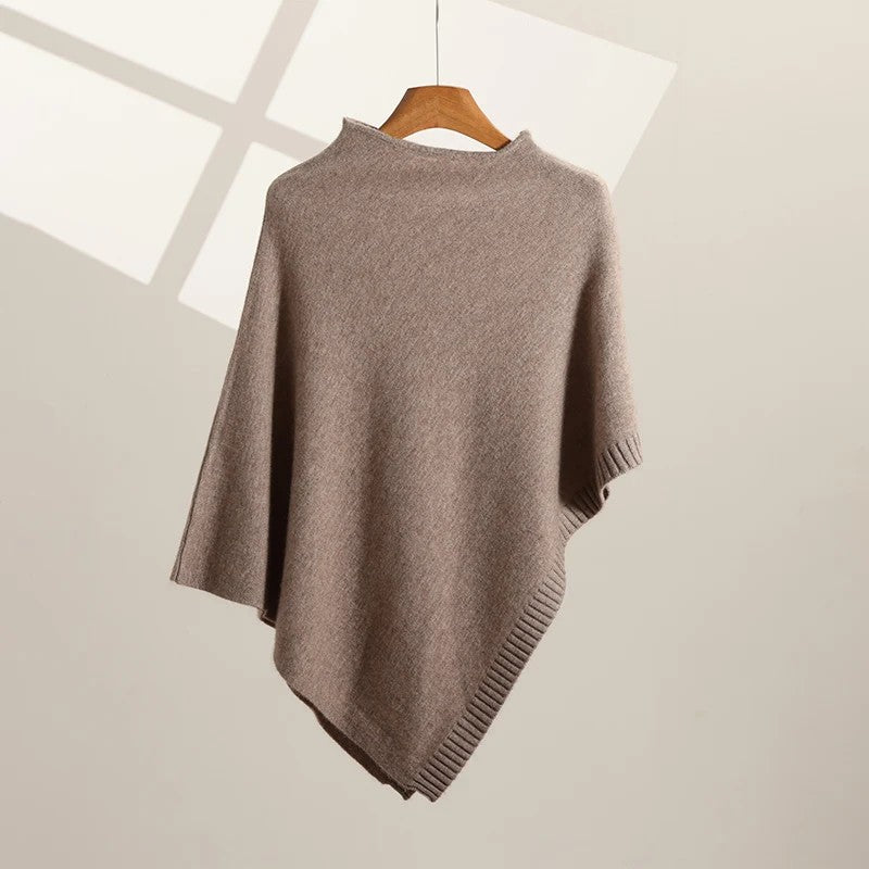 Gstaad Cashmere Knit Poncho - Camel