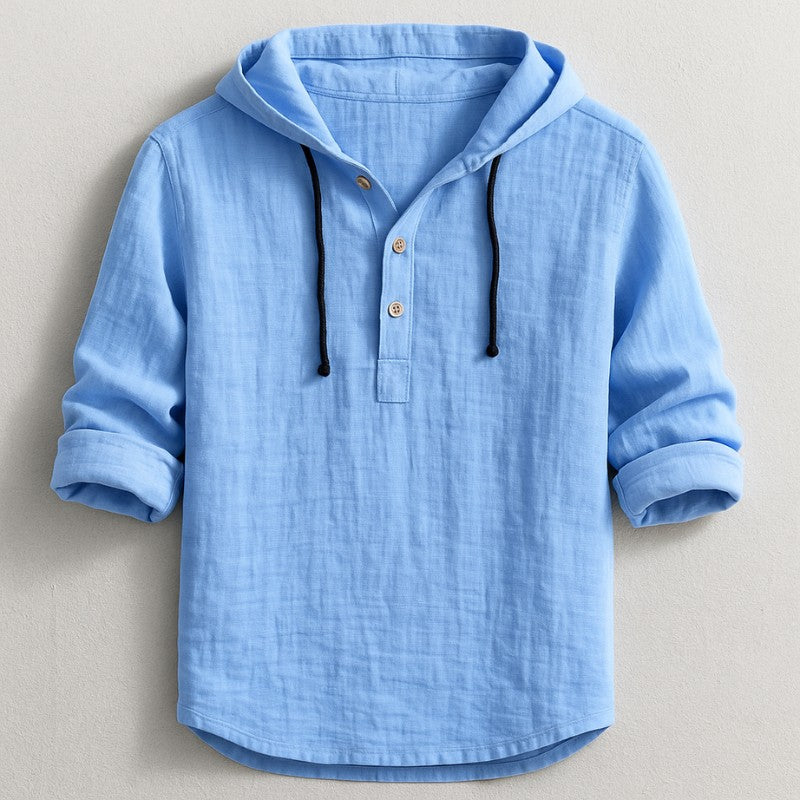 Hudson Knit Hoodie Shirt - Ocean Blue