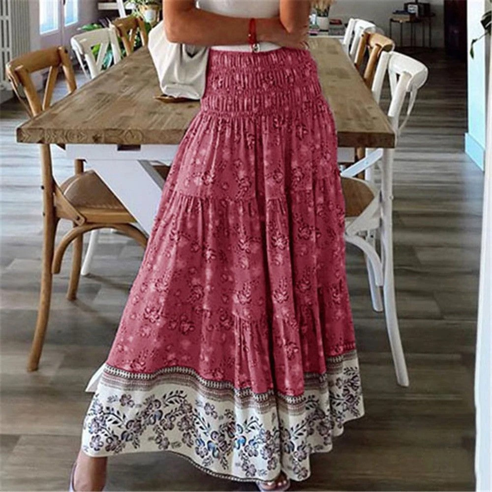 Ischia Floral Cotton Maxi Skirt