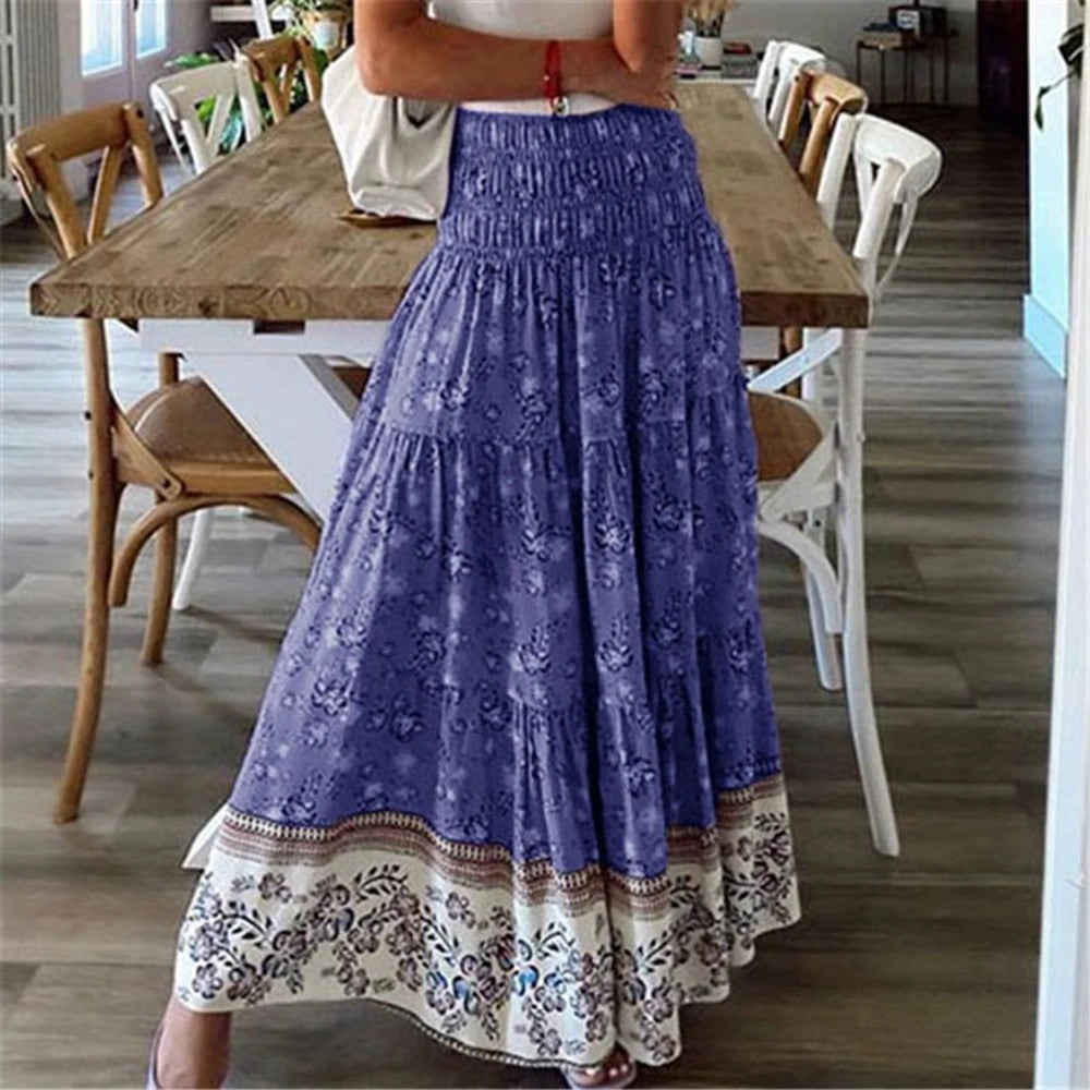 Ischia Floral Cotton Maxi Skirt