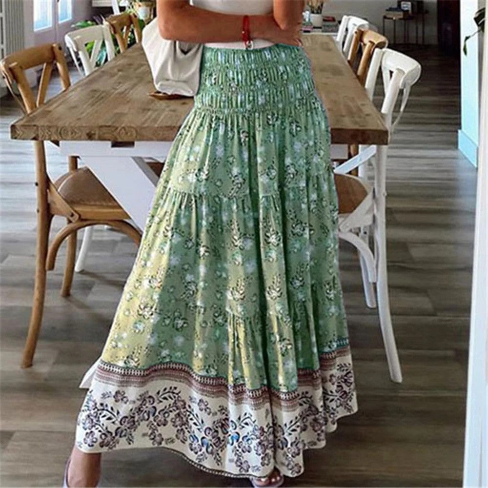 Ischia Floral Cotton Maxi Skirt