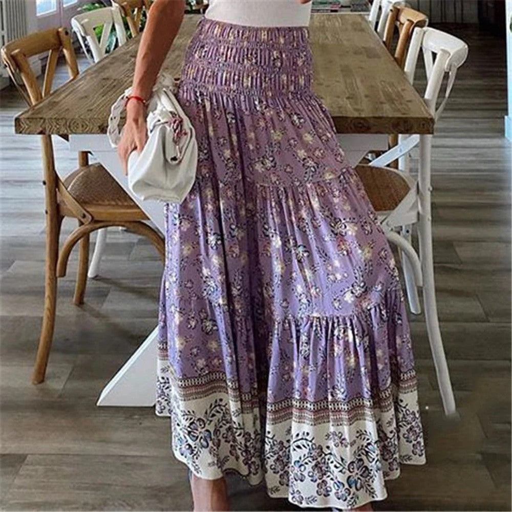Ischia Floral Cotton Maxi Skirt
