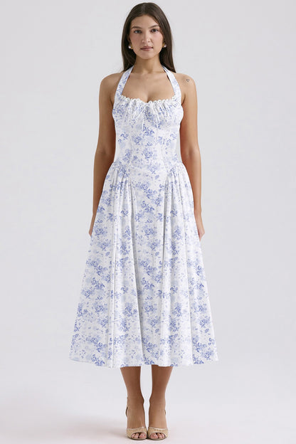 Isla Floral Maxi Dress - Azure Blossom