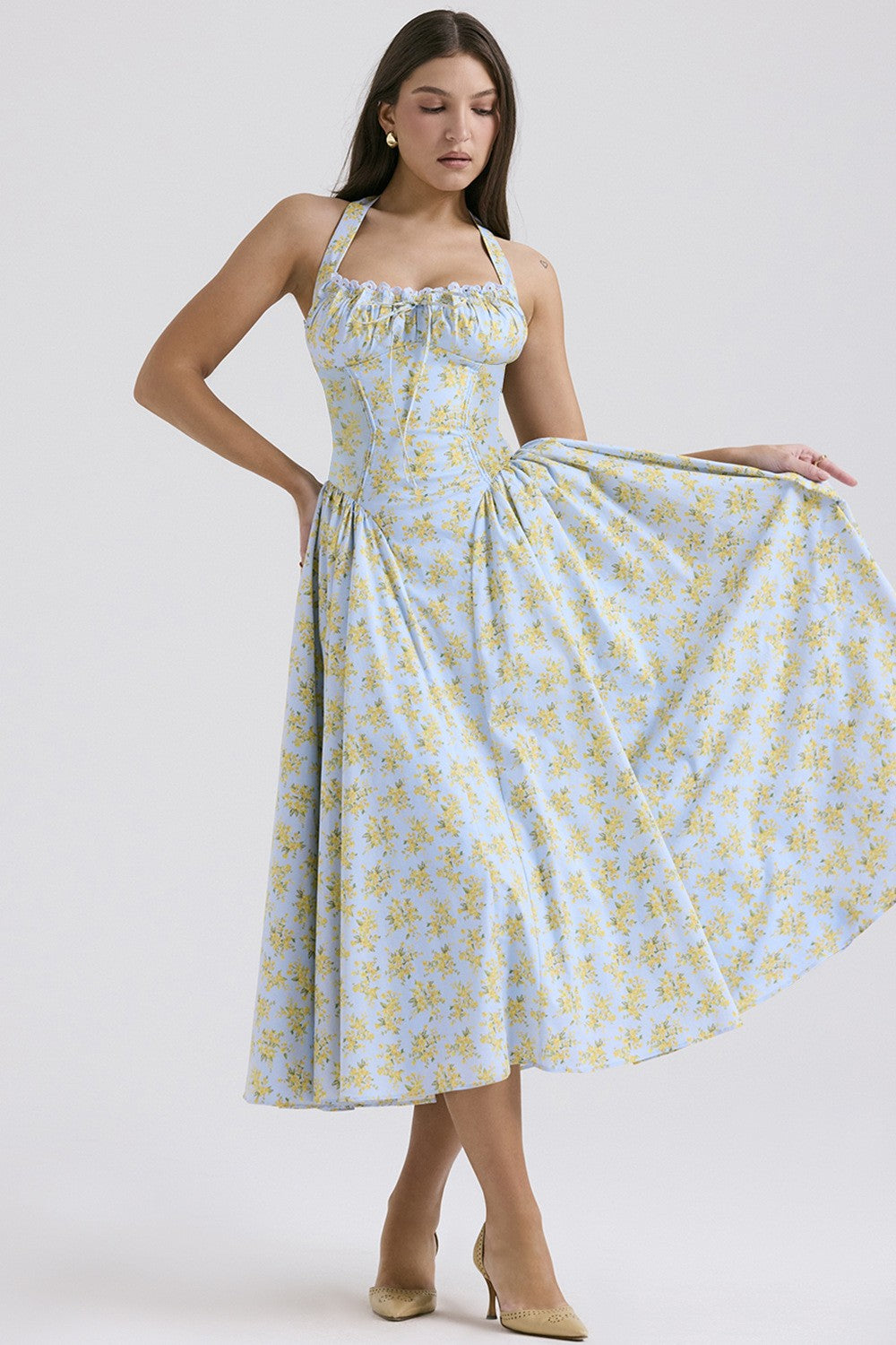Isla Floral Maxi Dress - Azure Meadow
