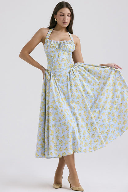Isla Floral Maxi Dress - Azure Meadow