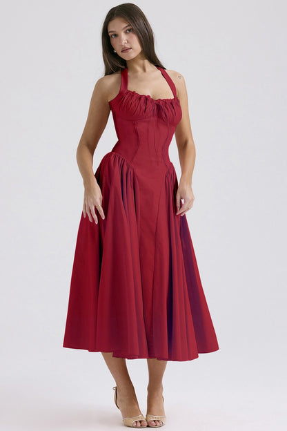 Isla Floral Maxi Dress - Crimson