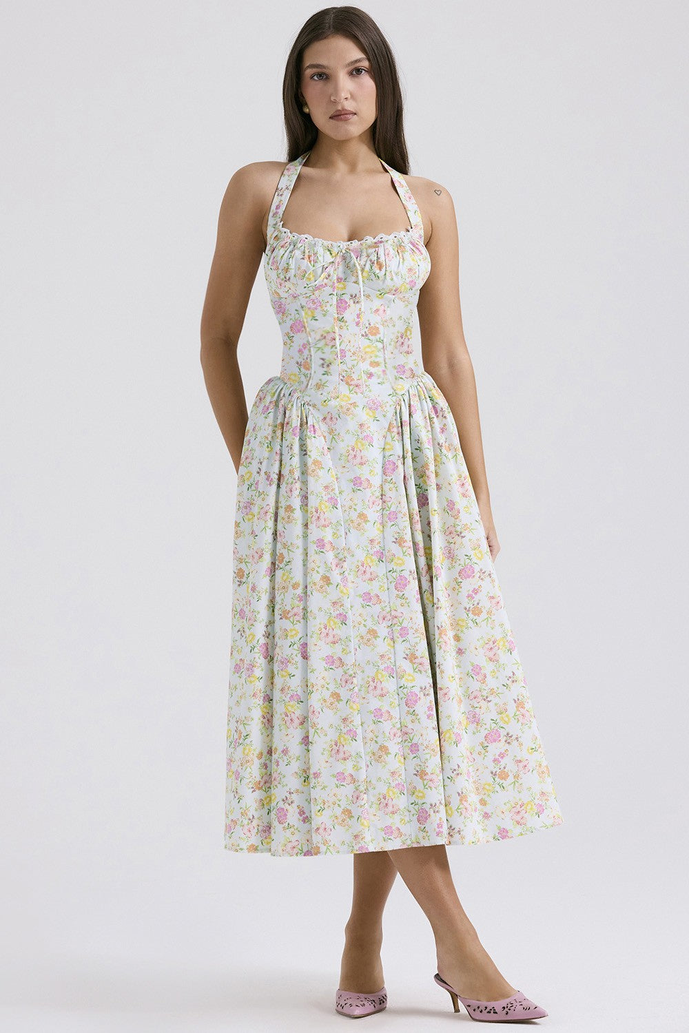 Isla Floral Maxi Dress - Sky Blossom