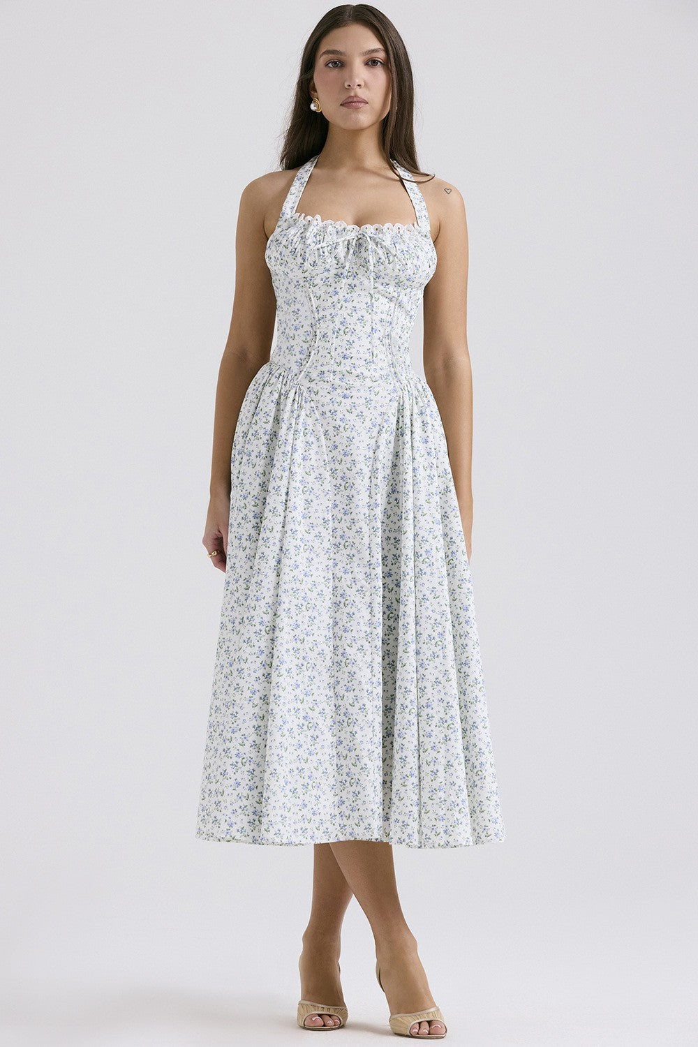Isla Floral Maxi Dress - Porcelain Bloom