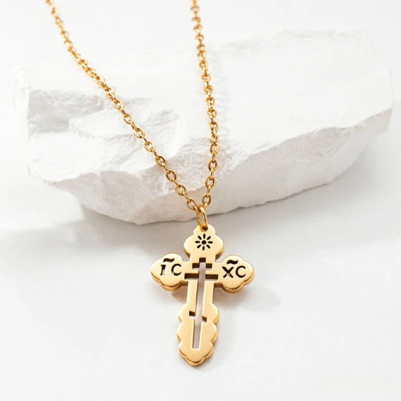 ICXC Steel Cross Necklace