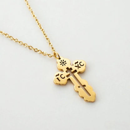 ICXC Steel Cross Necklace - Gold