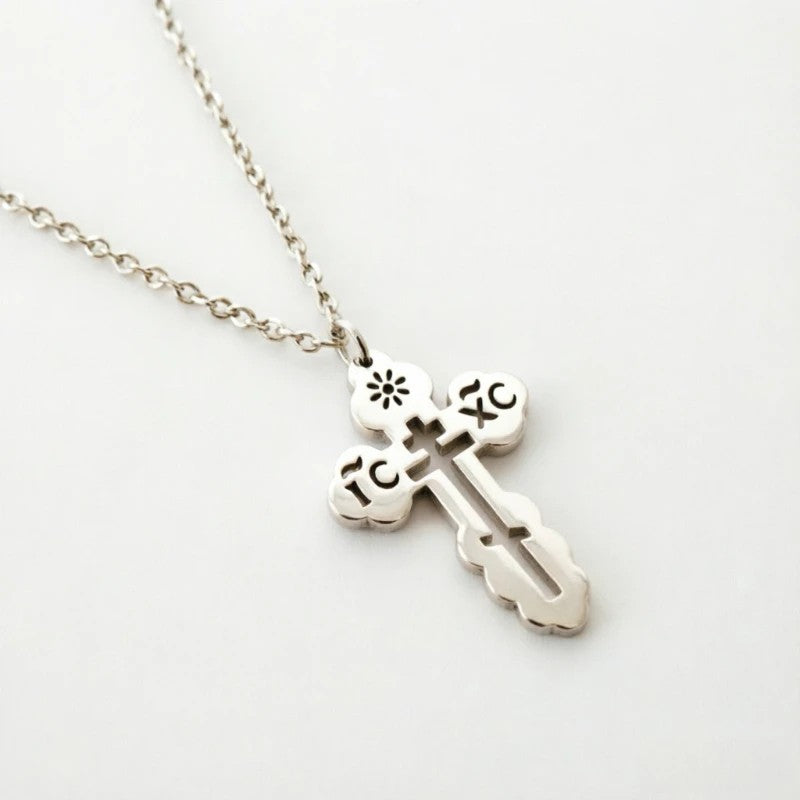 ICXC Steel Cross Necklace - Silver