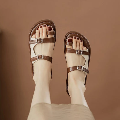 Siena Soft Leather Roman Sandals - Cognac