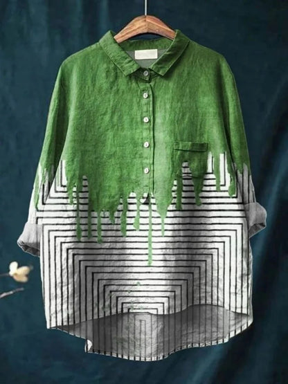 Siena Half-Button Blouse - Sage Green