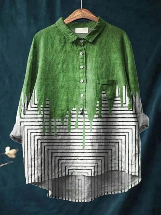 Siena Half-Button Blouse - Sage Green