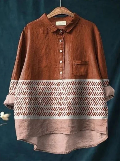 Siena Half-Button Blouse - Canyon Orange