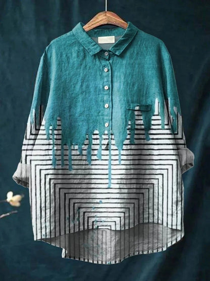 Siena Half-Button Blouse - Ocean Blue