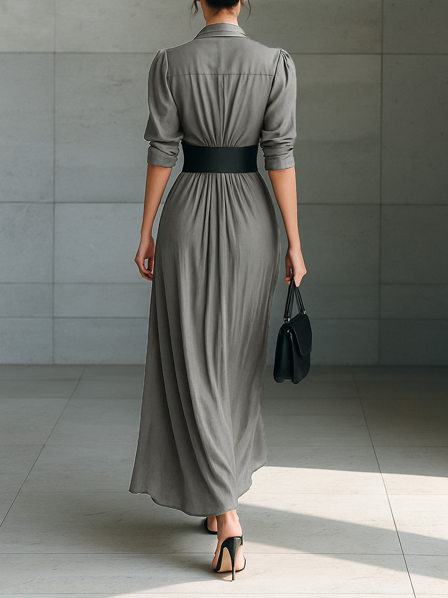 Siena Lapel Belted Maxi Dress
