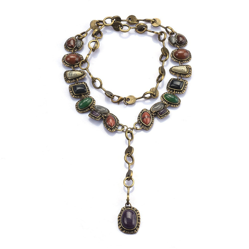 Siena Layered Gemstone Necklace - Antique Multi-Color