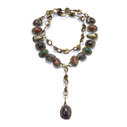 Siena Layered Gemstone Necklace - Antique Multi-Color