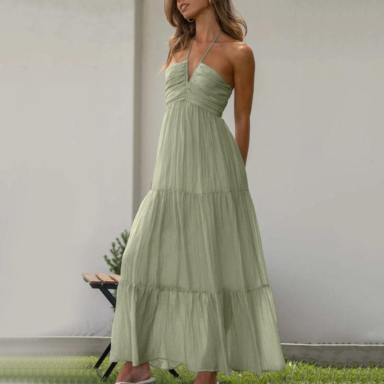 Siena Tiered Maxi Dress - Sage Green