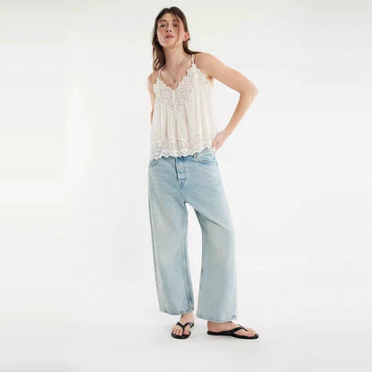Siena V-Neck Lace Camisole - White
