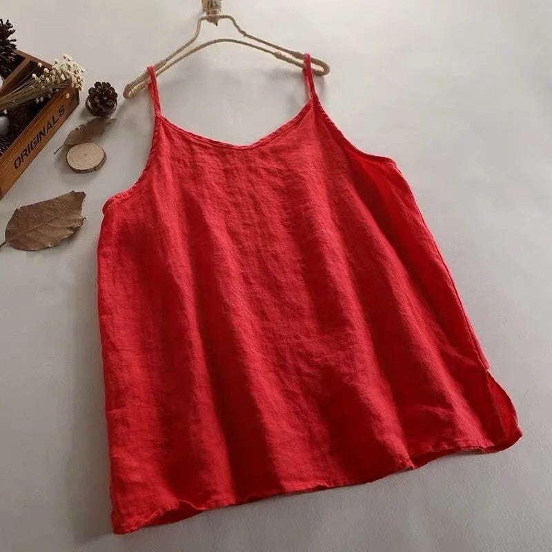 Sila V-Neck Camisole - Crimson