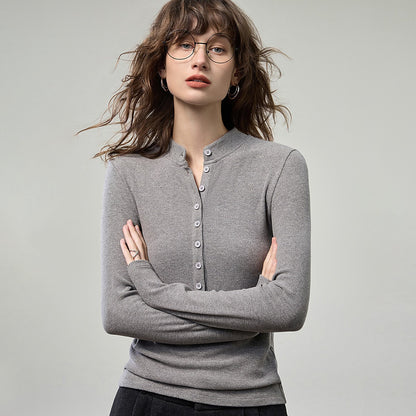 Sintra Slim-Fit Henley Top - Heather Grey
