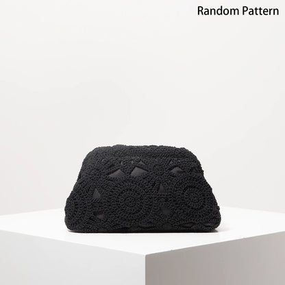 Sintra Straw Clutch Bag - Black