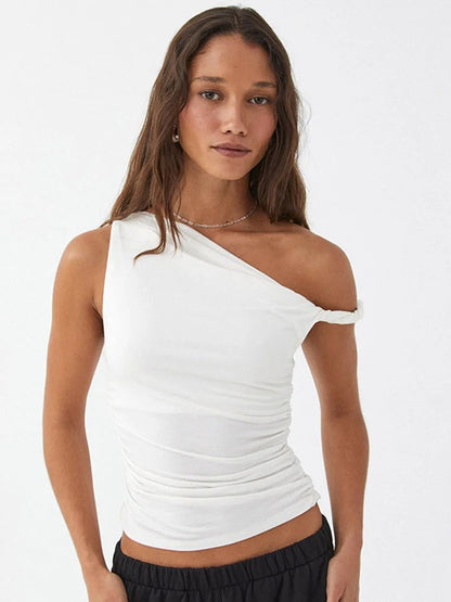 Ioannina Ruched Crop Top - White