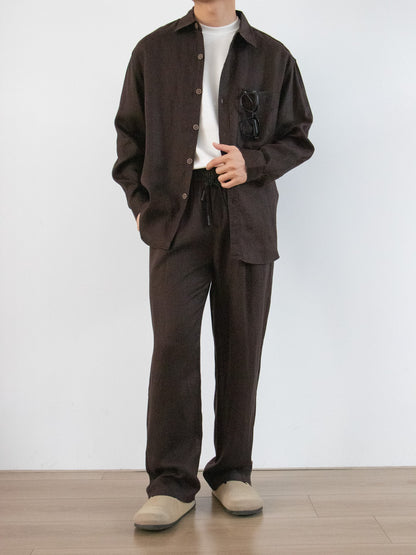Sion Lyocell Shirt Pants Set - Coffee Brown