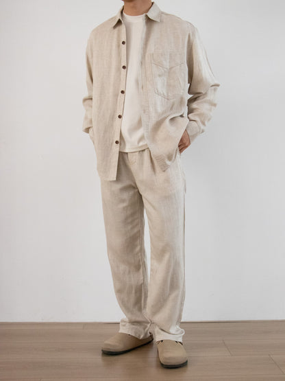 Sion Lyocell Shirt Pants Set - Oatmeal