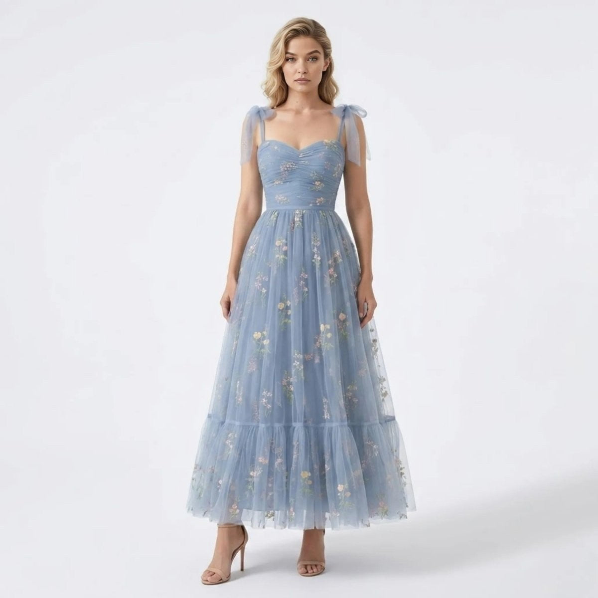 Kensington Embroidered Tulle Gown - Sapphire Blue