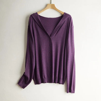 Larzac Silk Cashmere Hooded Cardigan - Lavender