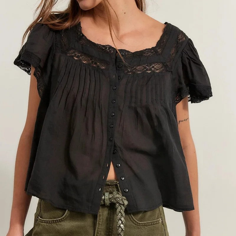 Laurenne Lace Trim Blouse