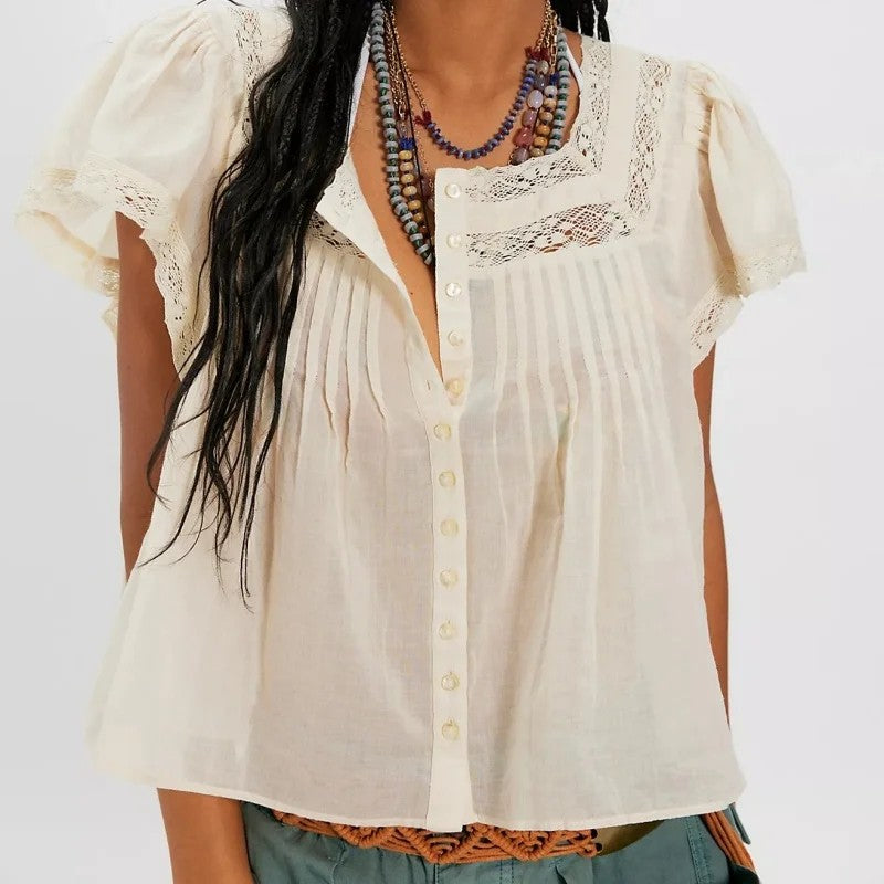 Laurenne Lace Trim Blouse