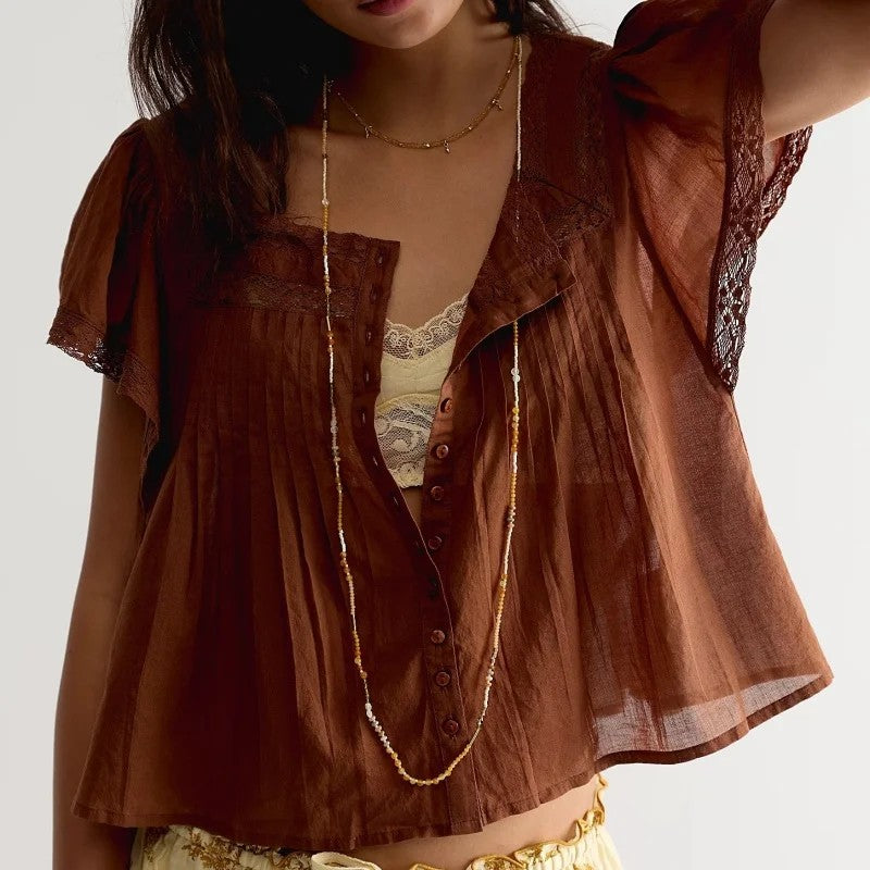 Laurenne Lace Trim Blouse