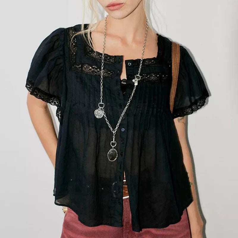 Laurenne Lace Trim Blouse