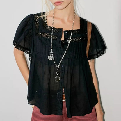 Laurenne Lace Trim Blouse