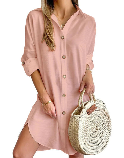 Lecce Button-Up Shirt Dress - Pink