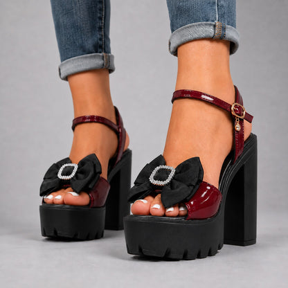Lefèvre Bow Heels - Ruby Red